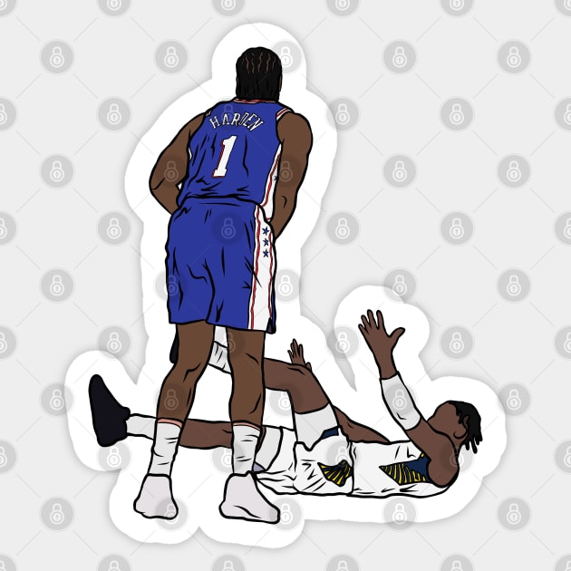 James Harden Crosses Over Bennedict Mathurin Sticker by rattraptees